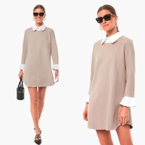 Elegant Beige Collared Dress